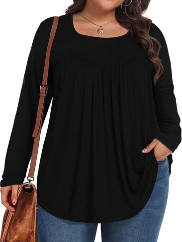 Womens Plus Size Tops Long Sleeve Shirts Fall Tunic Loose Fit Blouses with Leggings 1X-5X in Saudi Arabia