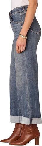 بنطلون جينز نسائي من Democracy Ab Solution ذو ارتفاع عالٍ وأساور وساق واسعة مع نير مزدوج in Kuwait