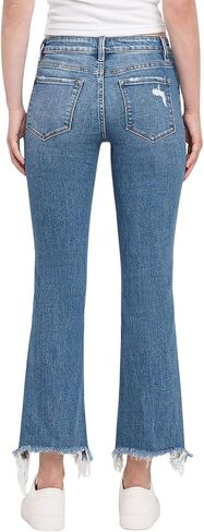 Flying Monkey Women's Mid-Rise Distressed Hem Ankle Bootcut Jeans in Quince in Saudi Arabia