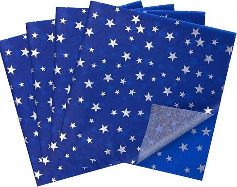 Bolsome 60 Sheets 20 * 20 Inches Silver Star Tissue Paper, Patriot Day Tissue Paper for Gift Wrapping for Birthday Baby Shower Veterans Day Patriotic Day Gift Wrapping in Saudi Arabia