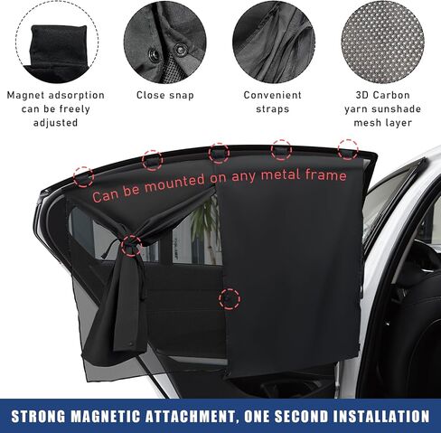 Car Window Shade, Magnetic Double Layer Auto Side Windows Sun Shade for Heat/UV Protection, Vehicle Privacy Window Curtain for Baby & Kids, Universal Car Accessories (2 PCS) in Saudi Arabia