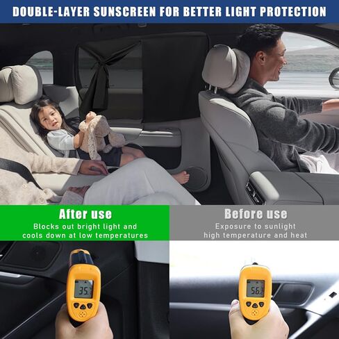 Car Window Shade, Magnetic Double Layer Auto Side Windows Sun Shade for Heat/UV Protection, Vehicle Privacy Window Curtain for Baby & Kids, Universal Car Accessories (2 PCS) in Saudi Arabia