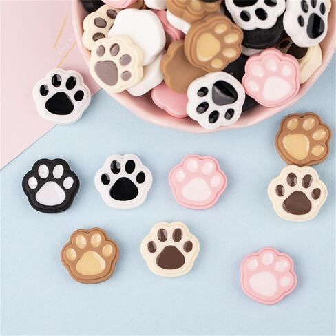 100pcs Slime Charms Resin Cat Paws Charms Kawaii Cute Set Mixed Assorted Sweets Flatback Slime Beads Making Supplies for DIY Craft Making and Ornament Scrapbooking (100pcs) in Kuwait