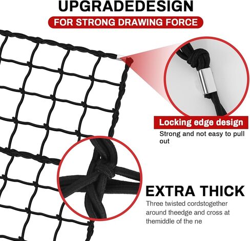 4'x6' Heavy Duty Cargo Net - Stretches to 8' x 12', 10mm Thick Cord Bungee Cargo Netting for Truck Bed & Roof Rack, Includes 12 Steel Carabiners in Kuwait