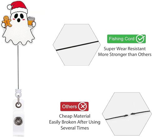 Cute Christmas Ghost with Gingerbread Coffee Badge Reel,Christmas Ghost Retractable ID Badge Holder, Teacher Badge Clip, Cute Holiday Badge Reel, RN CNA MA Nursing Gifts in Saudi Arabia