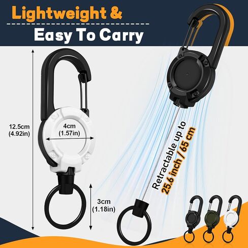 Heavy Duty Retractable Keychain, 3 Pack, Retractable ID Badge Holder Reel, Tactical ID Badge Reel, Key Ring Outdoor (Black, Dark Green, Khaki) in Saudi Arabia
