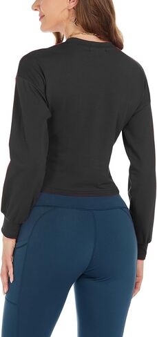 Womens Long Sleeve Shirts - Fall Fashion Tops Crew Neck Casual Outfits Clothes Workout Crop Tops Athletic Cropped Tops in Saudi Arabia
