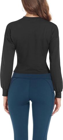Womens Long Sleeve Shirts - Fall Fashion Tops Crew Neck Casual Outfits Clothes Workout Crop Tops Athletic Cropped Tops in Saudi Arabia