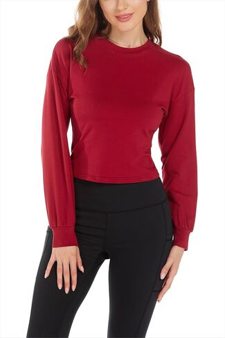 Womens Long Sleeve Shirts - Fall Fashion Tops Crew Neck Casual Outfits Clothes Workout Crop Tops Athletic Cropped Tops in Saudi Arabia
