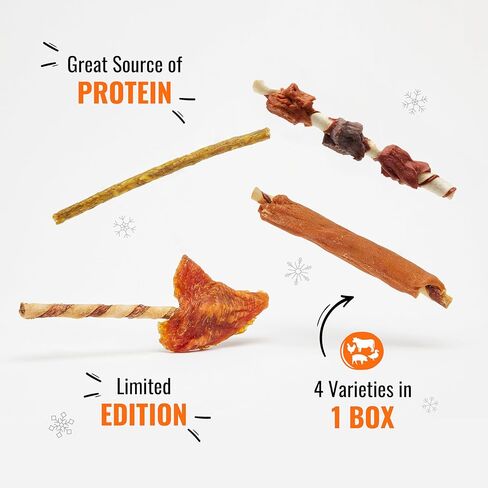 مجموعة متنوعة من Good 'n' Fun Good'n'Fun ثلاثية النكهة من سانتا، 10 قطع، إصدار محدود من مضغ الجلود الخام للعطلات للكلاب in Kuwait