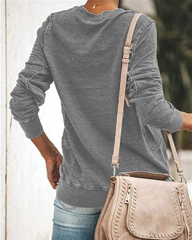 SENSERISE Womens Casual Crewneck Sweatshirt Long Sleeve Solid Color Shirt Soft Lightweight Loose Top in Kuwait