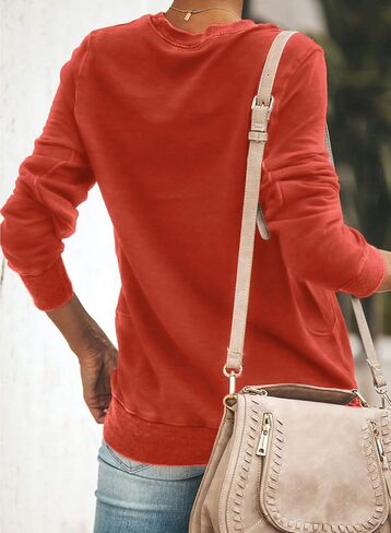 SENSERISE Womens Casual Crewneck Sweatshirt Long Sleeve Solid Color Shirt Soft Lightweight Loose Top in Kuwait