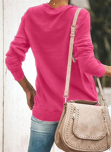 SENSERISE Womens Casual Crewneck Sweatshirt Long Sleeve Solid Color Shirt Soft Lightweight Loose Top in Kuwait