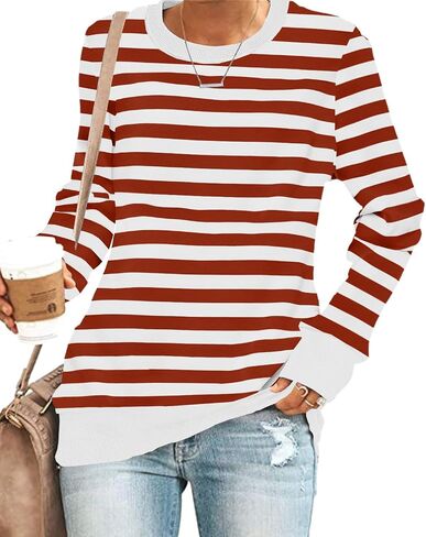 SENSERISE Womens Casual Crewneck Sweatshirt Long Sleeve Solid Color Shirt Soft Lightweight Loose Top in Kuwait
