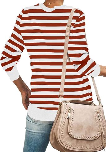 SENSERISE Womens Casual Crewneck Sweatshirt Long Sleeve Solid Color Shirt Soft Lightweight Loose Top in Kuwait