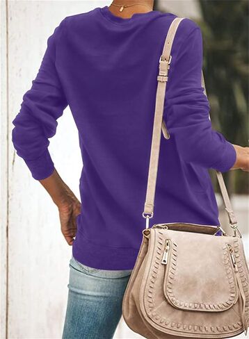 SENSERISE Womens Casual Crewneck Sweatshirt Long Sleeve Solid Color Shirt Soft Lightweight Loose Top in Kuwait