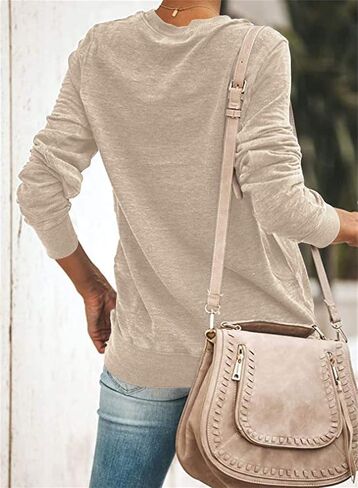 SENSERISE Womens Casual Crewneck Sweatshirt Long Sleeve Solid Color Shirt Soft Lightweight Loose Top in Kuwait