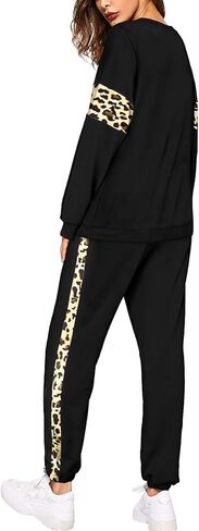 Leopard Sweatsuits Women 2 Piece Sets Fall Casual Crew neck Long Sleeve Tops pants Sexy Tracksuit with Pockets in Saudi Arabia