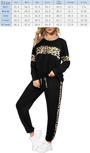 Leopard Sweatsuits Women 2 Piece Sets Fall Casual Crew neck Long Sleeve Tops pants Sexy Tracksuit with Pockets in Saudi Arabia