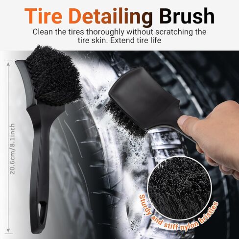Preciva 5 Pack Wheel Brush Kit for Cleaning Wheel and Tire - Rim Brushes, Detailing Brush, Tire Brush - Bendable Wheel Cleaning Brush for Car Rim and Tire Detailing in Kuwait