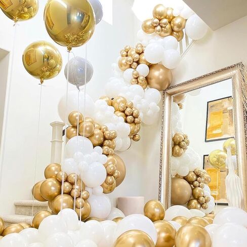 120pcs 5 inch Metallic Gold Balloons, small Chrome Gold Latex Balloons for Graduation Engagement Wedding Birthday Party Decorations in Kuwait