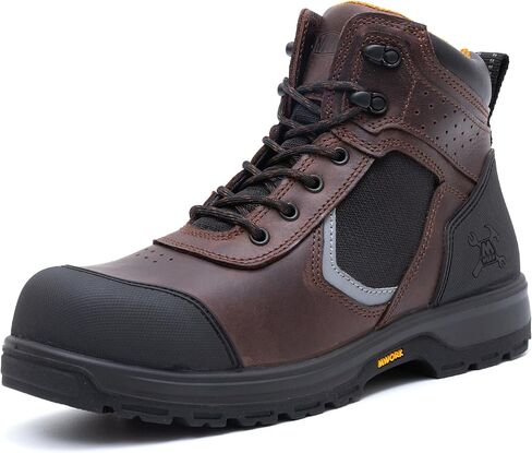 6" Work Boots For Men Leather ASTM F2413-18 Composite Safety Toe EH Rated Arch Support Anti Fatigue in Saudi Arabia