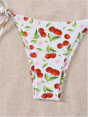 SOLY HUX Women's Bikini Sets Cherry Print Halter Triangle Tie Side Bathing Suits 2 Piece Swimsuit in Saudi Arabia