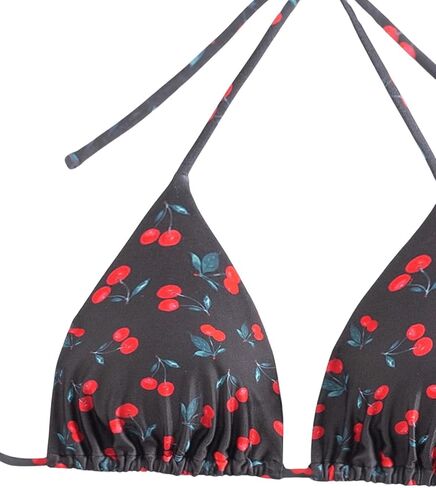 SOLY HUX Women's Bikini Sets Cherry Print Halter Triangle Tie Side Bathing Suits 2 Piece Swimsuit in Saudi Arabia