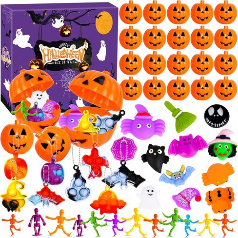 Halloween Party Favors, 48 Pcs Prefilled Plastic Pumpkins Halloween Toys in Bulk, Halloween Goodie Bags Fillers,Trick or Treat Classroom Prizes, Halloween Prizes Gifts for Kids in Kuwait