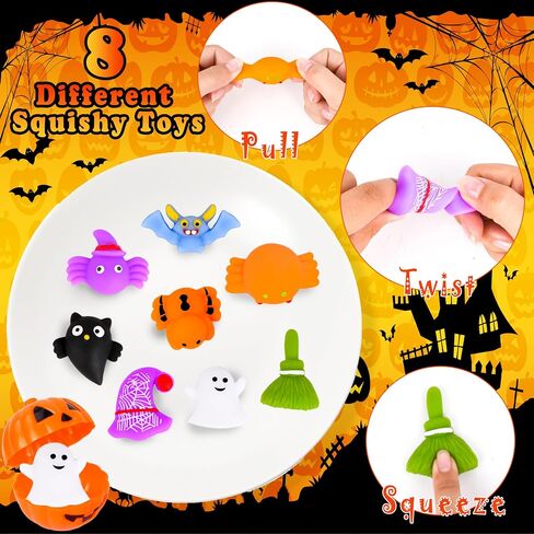 Halloween Party Favors, 48 Pcs Prefilled Plastic Pumpkins Halloween Toys in Bulk, Halloween Goodie Bags Fillers,Trick or Treat Classroom Prizes, Halloween Prizes Gifts for Kids in Kuwait
