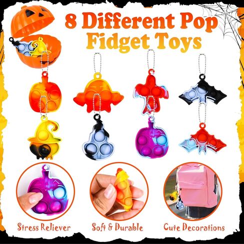 Halloween Party Favors, 48 Pcs Prefilled Plastic Pumpkins Halloween Toys in Bulk, Halloween Goodie Bags Fillers,Trick or Treat Classroom Prizes, Halloween Prizes Gifts for Kids in Kuwait