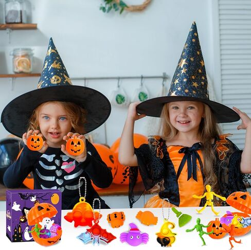 Halloween Party Favors, 48 Pcs Prefilled Plastic Pumpkins Halloween Toys in Bulk, Halloween Goodie Bags Fillers,Trick or Treat Classroom Prizes, Halloween Prizes Gifts for Kids in Kuwait