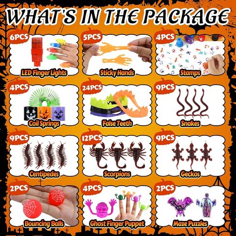 Halloween Party Favors, 48 Pcs Prefilled Plastic Pumpkins Halloween Toys in Bulk, Halloween Goodie Bags Fillers,Trick or Treat Classroom Prizes, Halloween Prizes Gifts for Kids in Kuwait