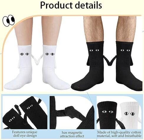 Jayoo Holding Hands Socks, Funny Magnetic Suction 3D Doll Couple Socks, Birthday Christmas Gifts for Valentines in Saudi Arabia