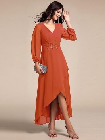 فساتين رسمية ماكسي من Ever-Pretty بأكمام طويلة ورقبة على شكل V ومزينة بخط A من الشيفون ميدي 03027 in Kuwait