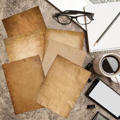 ورق كتابة قرطاسية عتيقة - 72 ورقة مزدوجة الجوانب ذات طابع عتيق، حرفية، طباعة استئناف 8.5 × 11 ورقة - 6 تصميمات ورقية قديمة فريدة من نوعها - ورق طابعة ورق للكتابة in Kuwait