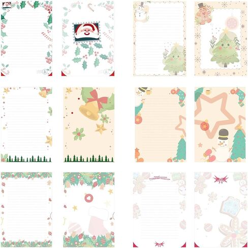 SCStyle Christmas Stationary Paper and Envelopes Set 72Pcs(24 Pcs Christmas Design Cute Envelopes+Contain 48Sheets Christmas Stationary Printer Paper) With Water-Based Adhesive,Stationary Set(S1) in Saudi Arabia