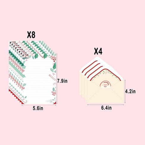 SCStyle Christmas Stationary Paper and Envelopes Set 72Pcs(24 Pcs Christmas Design Cute Envelopes+Contain 48Sheets Christmas Stationary Printer Paper) With Water-Based Adhesive,Stationary Set(S1) in Saudi Arabia