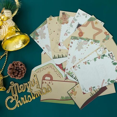 SCStyle Christmas Stationary Paper and Envelopes Set 72Pcs(24 Pcs Christmas Design Cute Envelopes+Contain 48Sheets Christmas Stationary Printer Paper) With Water-Based Adhesive,Stationary Set(S1) in Saudi Arabia