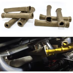 Spark Plug Protect Boot 1800 Degree Heat Shield Thermal Protection Insulator Sleeve Spark Plug Wire Boots 6 inch for Car Truck (Pack of 8) (Titanium)