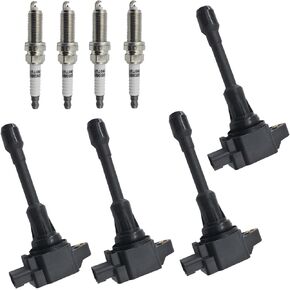 Autowxjq Ignition Coil Iridium Spark Plugs Set of 4pcs UF549 Compatible with Nissan Infiniti Altima Sentra Versa Rogue Cube QX60 NV200