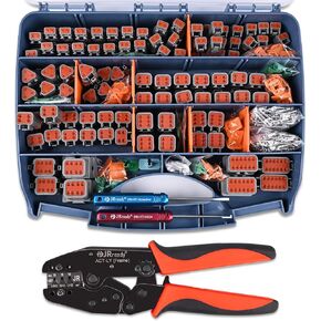 JRready ST6316 DT Deutsch Connector Kit, 2 Pin Connector,3,4,6,8,12 Pin Connector, Deutsch Crimp Tool (ACT-LY-16DT), Size 16 Stamped Contacts, Deutsch pin Kit