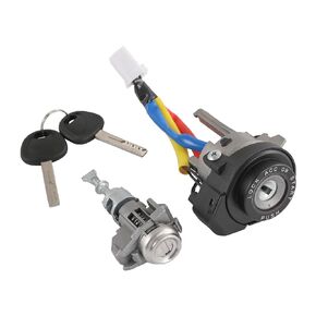 Ignition Lock Cylinder Switch with Left Driver Side Door Lock Cylinder Compatible with 2011-2015 Kia Optima 2013-2017 Kia Rio Replace# 81900-1WK00, 81970-2TA00