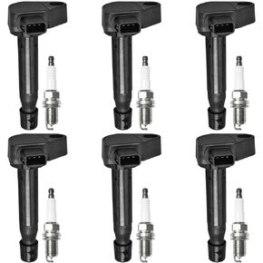 ENA Sets of 6 Ignition Coil Pack UF242 and Iridium Spark Plugs 4503 3.0L 3.2L 3.5L V6 Compatible with Honda 1999-2010 Odyssey 2000 2001 2002 Accord Acura 2001-2003 CL TL Coils for 30520P8EA01 C122