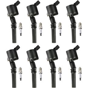 ENA 8 Ignition Coil Pack and Spark Plug Compatible with Mercury Ford Mustang Crown Victoria E150 E250 Expedition Explorer F150 Navigator Town Car Grand Marquis Mountaineer 4.6L V8 Replace# FD503 SP413
