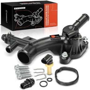 A-Premium Engine Coolant Thermostat Housing Water Outlet w/Sensor Compatible with Buick, Chevy Vehicles - 1.4L Only - Cruze 11-15, Sonic 12-20, Trax 13-20, Encore 13-20 - Replaces 25193922, 902-846