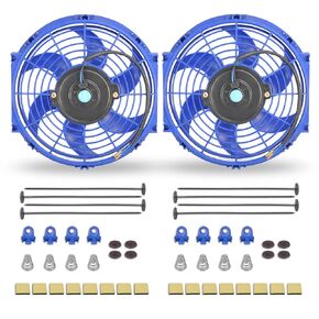 10 Inch Universal Slim Fan Push Pull Electric Radiator 12V 80W High Performance Cooling Fan Mount Kit Black 2 Pcs