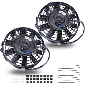 10 Inch Universal Slim Fan Push Pull Electric Radiator 12V 80W High Performance Cooling Fan Mount Kit Black 2 Pcs