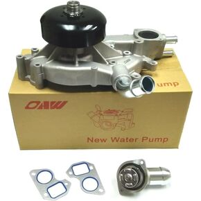 OAW G7341B Water Pump w/Thermostat for 99-06 Chevrolet GMC Rainier Escalade 4.8L 5.3L 6.0L Vortec Engine