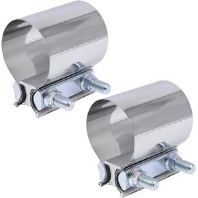 Exhaust Pipe Clamp 4.0 Inch Butt Joint Exhaust Clamp for 4'' OD Pipe with Seal Band Clamp Sleeve 3 Inch Width Aluminized Steel Plate (4PCS)